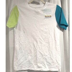 Cabana by Crown & Ivy Womens Colorblock RAD Embroidered T-Shirt White Medium NWT